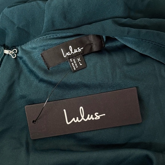 NWT LULUS Emerald Chiffon Sleeveless V-Neck Wedding Guest Dress Formal Gown XL‎ - Picture 10 of 11